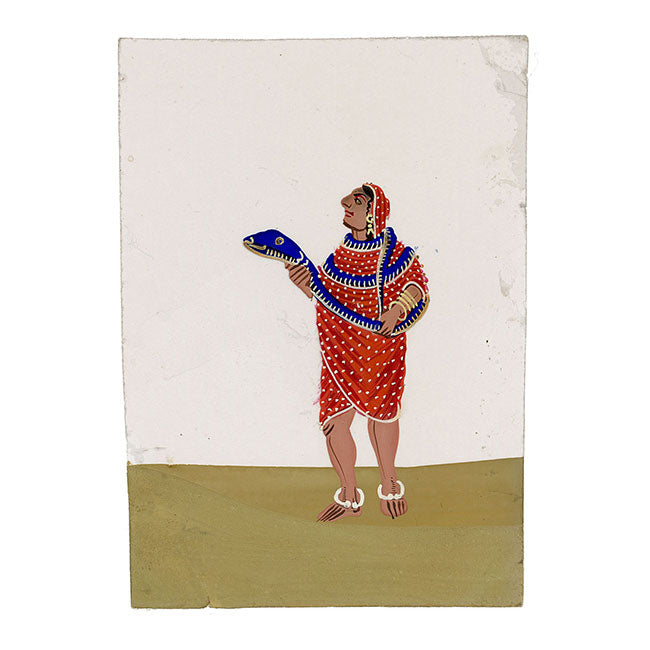 Indian Company School Mica Paintings – Set of 8 Street Performers, Musicians & Ascetics, 19th-century