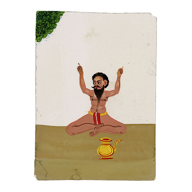 Indian Company School Mica Paintings – Set of 8 Street Performers, Musicians & Ascetics, 19th-century