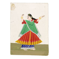 Indian Company School Mica Paintings – Set of 18 Musicians & Dancing Girls, 19th-century