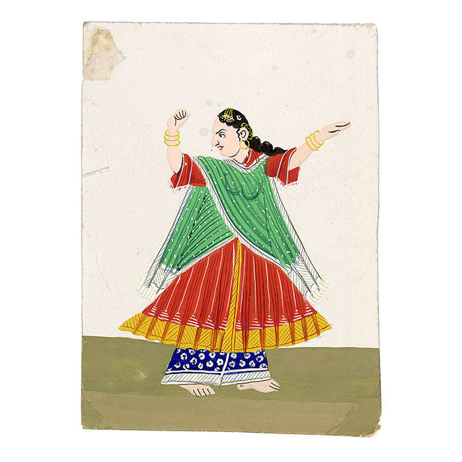 Indian Company School Mica Paintings – Set of 18 Musicians & Dancing Girls, 19th-century