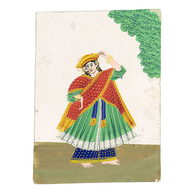 Indian Company School Mica Paintings – Set of 18 Musicians & Dancing Girls, 19th-century