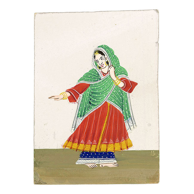 Indian Company School Mica Paintings – Set of 18 Musicians & Dancing Girls, 19th-century