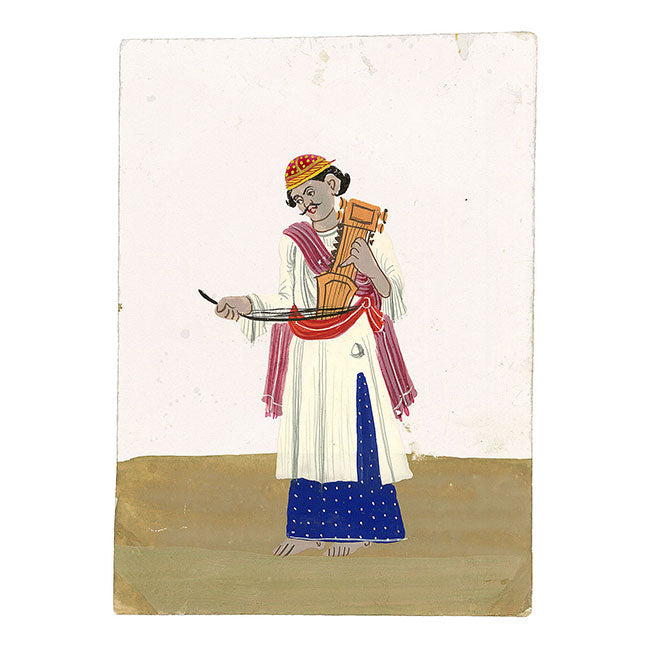Indian Company School Mica Paintings – Set of 18 Musicians & Dancing Girls, 19th-century