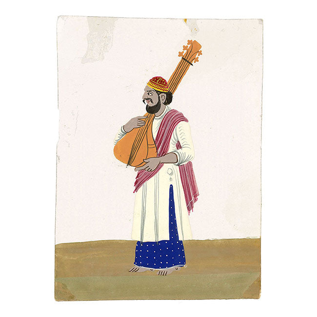 Indian Company School Mica Paintings – Set of 18 Musicians & Dancing Girls, 19th-century