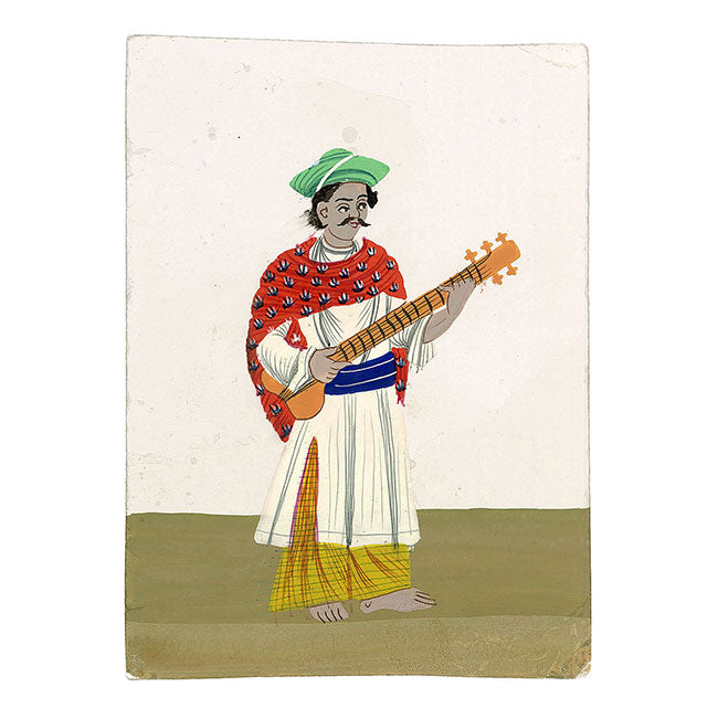 Indian Company School Mica Paintings – Set of 18 Musicians & Dancing Girls, 19th-century