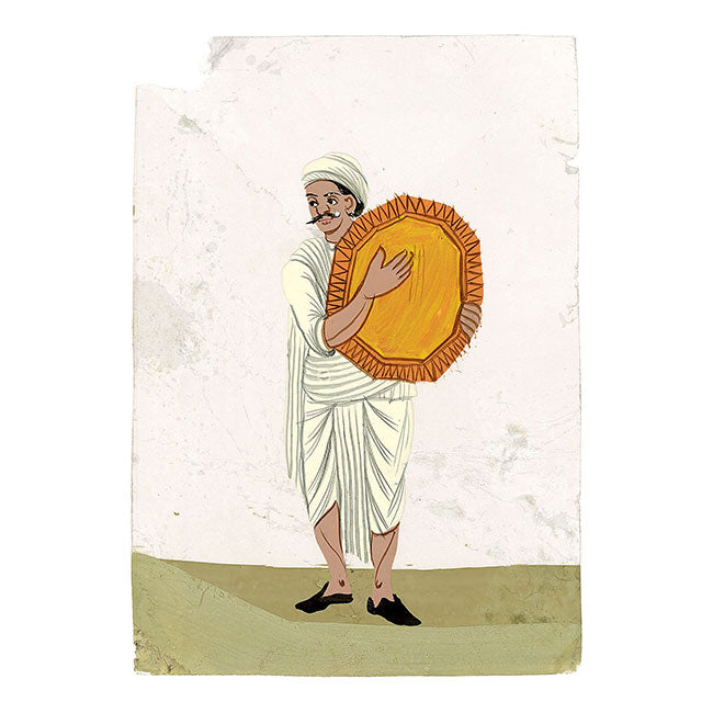 Indian Company School Mica Paintings – Set of 18 Musicians & Dancing Girls, 19th-century