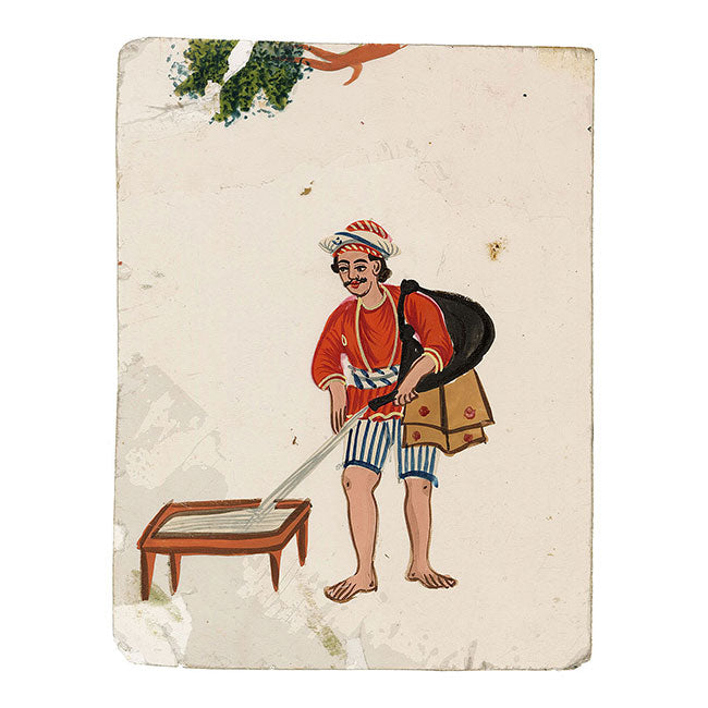 Indian Company School Mica Paintings – Set of 6 Trades & Occupations, 19th-century