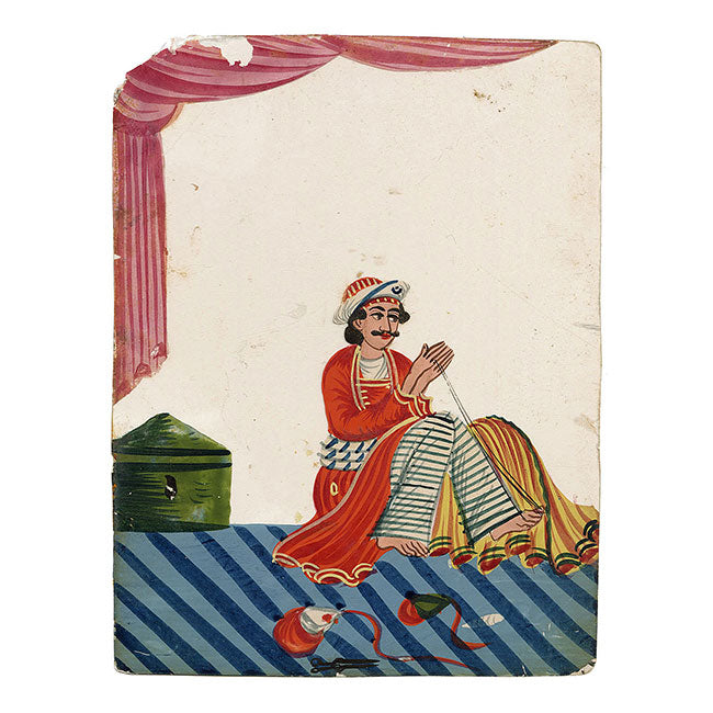 Indian Company School Mica Paintings – Set of 6 Trades & Occupations, 19th-century