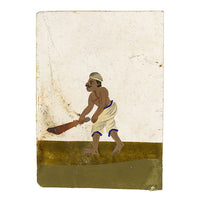 Indian Company School Mica Paintings – Set of 2 Miniature Sweeper Servant & Wrestlers, 19th-century