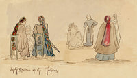 W. Pendavis, Character Studies in Tuileries Garden, Paris – c.1894 watercolour