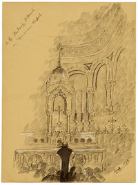 W. Pendavis, Dominican Chapel, Saint-Honoré, Paris – 1894 pen & ink drawing