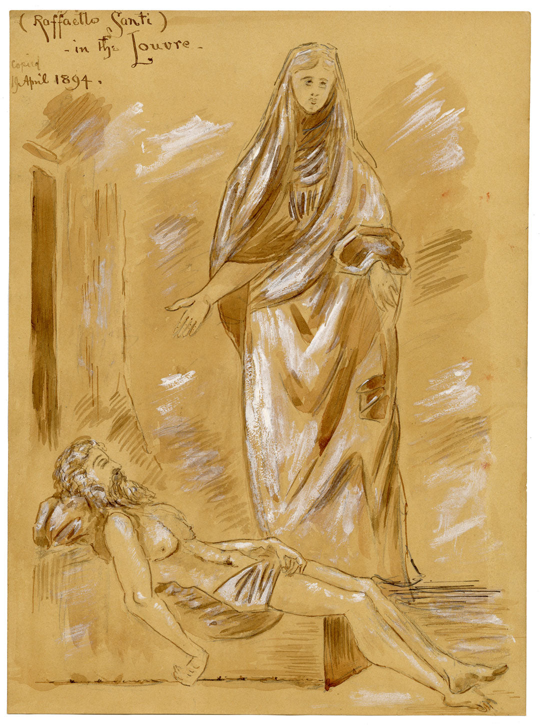 W. Pendavis, Drawing after Raphael in the Louvre, Paris –1894 watercolour