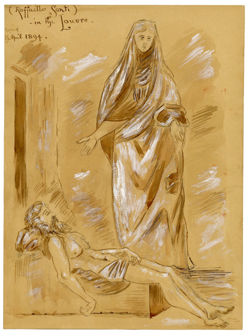 W. Pendavis, Drawing after Raphael in the Louvre, Paris –1894 watercolour