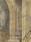 W. Pendavis, Basilica of Saint-Denis, Paris – Original 1894 watercolour painting