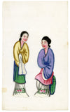 Antique 19th-century Chinese Pith Painting – Qing Dynasty Women