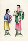 Antique 19th-century Chinese Pith Painting – Qing Dynasty Women