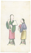 Antique 19th-century Chinese Pith Painting – Qing Dynasty Women