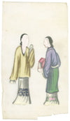 Antique 19th-century Chinese Pith Painting – Qing Dynasty Women