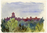 Pickford Robert Waller, Rooftop Skyline Silhouette –c.1890s watercolour painting