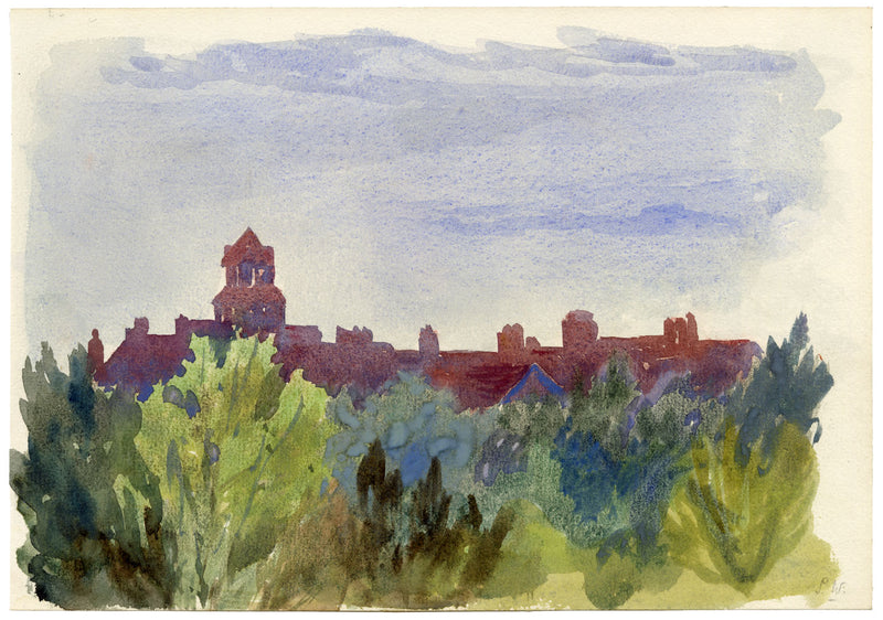 Pickford Robert Waller, Rooftop Skyline Silhouette –c.1890s watercolour painting