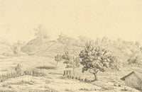 M.A. (Ricketts) Buckland, Landscape at Chittagong, Bengal – 1845 graphite drawing