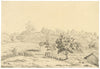 M.A. (Ricketts) Buckland, Landscape at Chittagong, Bengal – 1845 graphite drawing