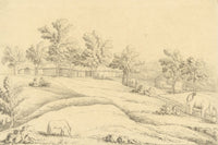 M.A. (Ricketts) Buckland, Camp in the Jungle, Chittagong, Bengal – 1845 graphite drawing