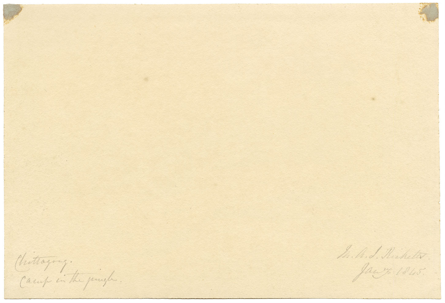 M.A. (Ricketts) Buckland, Camp in the Jungle, Chittagong, Bengal – 1845 graphite drawing