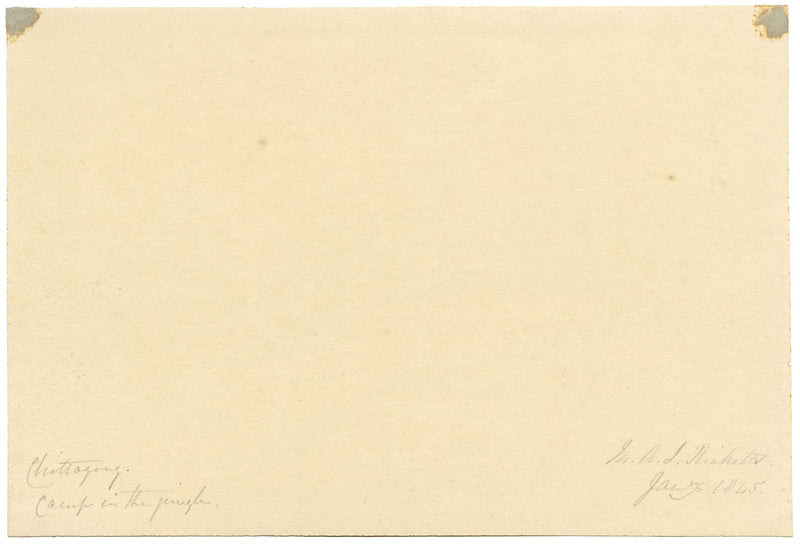 M.A. (Ricketts) Buckland, Camp in the Jungle, Chittagong, Bengal – 1845 graphite drawing