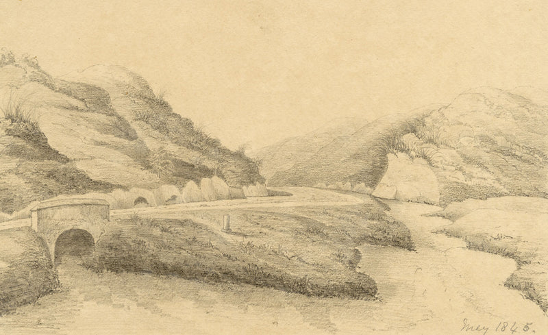 M.A. (Ricketts) Buckland, Chittagong River, Bengal – 1845 graphite drawing