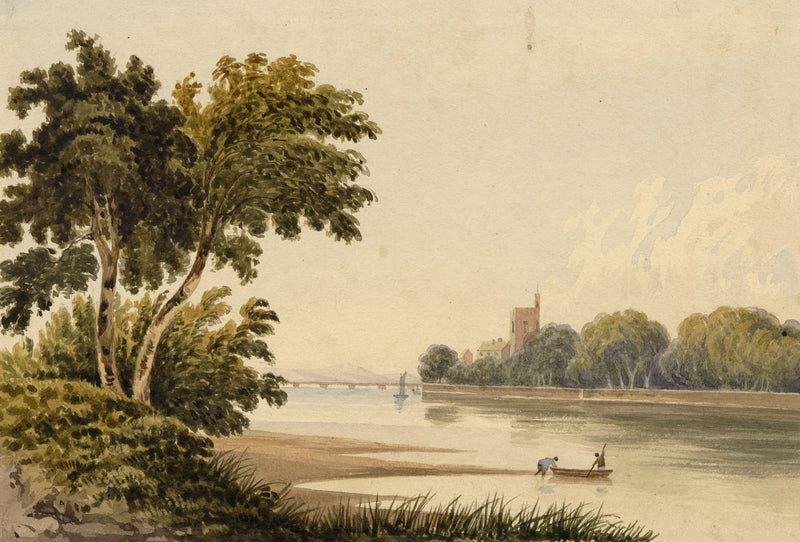 M.A. (Ricketts) Buckland, Hampton Church on the Thames – 1843 watercolour painting