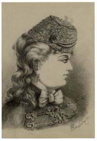 G. DeLalande, Portrait of a Young Woman in Riding Habit – 1890s charcoal drawing