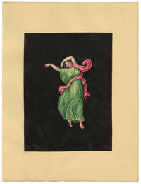 Circle of Michelangelo Maestri, Bacchante Dancer Pompeii Fresco – early C19th gouache painting