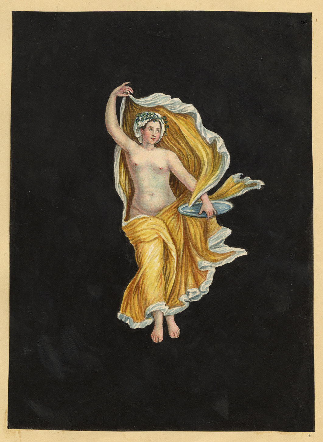 Circle of Michelangelo Maestri, Allegorical Dancer Pompeii Fresco – early C19th gouache painting