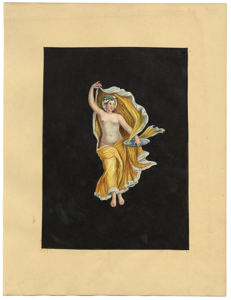 Circle of Michelangelo Maestri, Allegorical Dancer Pompeii Fresco – early C19th gouache painting