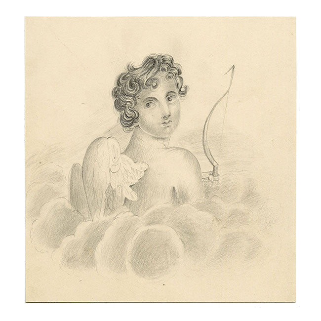 Cupid with His Bow – Original early 19th-century graphite drawing