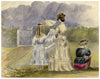 V.S. Satterthwaite, Ghita, Eddie & Baby with Fanny, Disley, Cheshire – 1873 watercolour painting