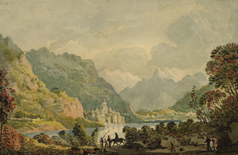 William Glover, Lake Scene, North of England – early 19th-century watercolour painting