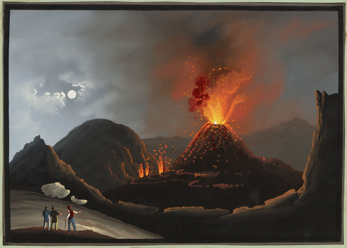 Neapolitan School, Vesuvius Erupting at Night 1845 – mid-19th-century gouache painting