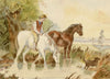 Lucy Hunter, Pastoral Scene with Horses, Scottish Borders – 1874 watercolour painting