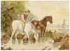 Lucy Hunter, Pastoral Scene with Horses, Scottish Borders – 1874 watercolour painting