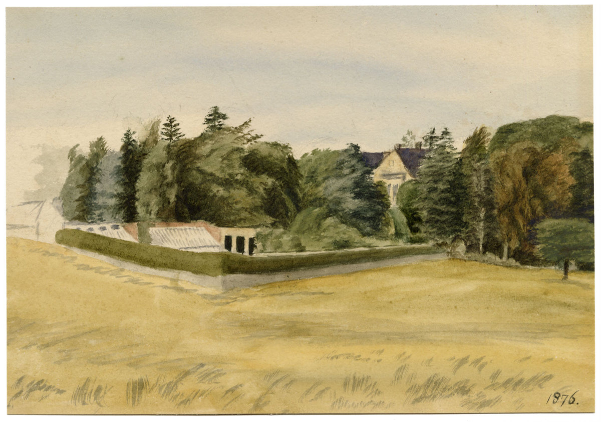 Hunter, View towards Anton’s Hill House, Berwickshire, Scottish Borders – 1876 watercolour painting