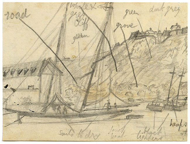 E. Woodville Ricketts, Normandy Country House, Cherbourg, France – 1829 graphite drawing