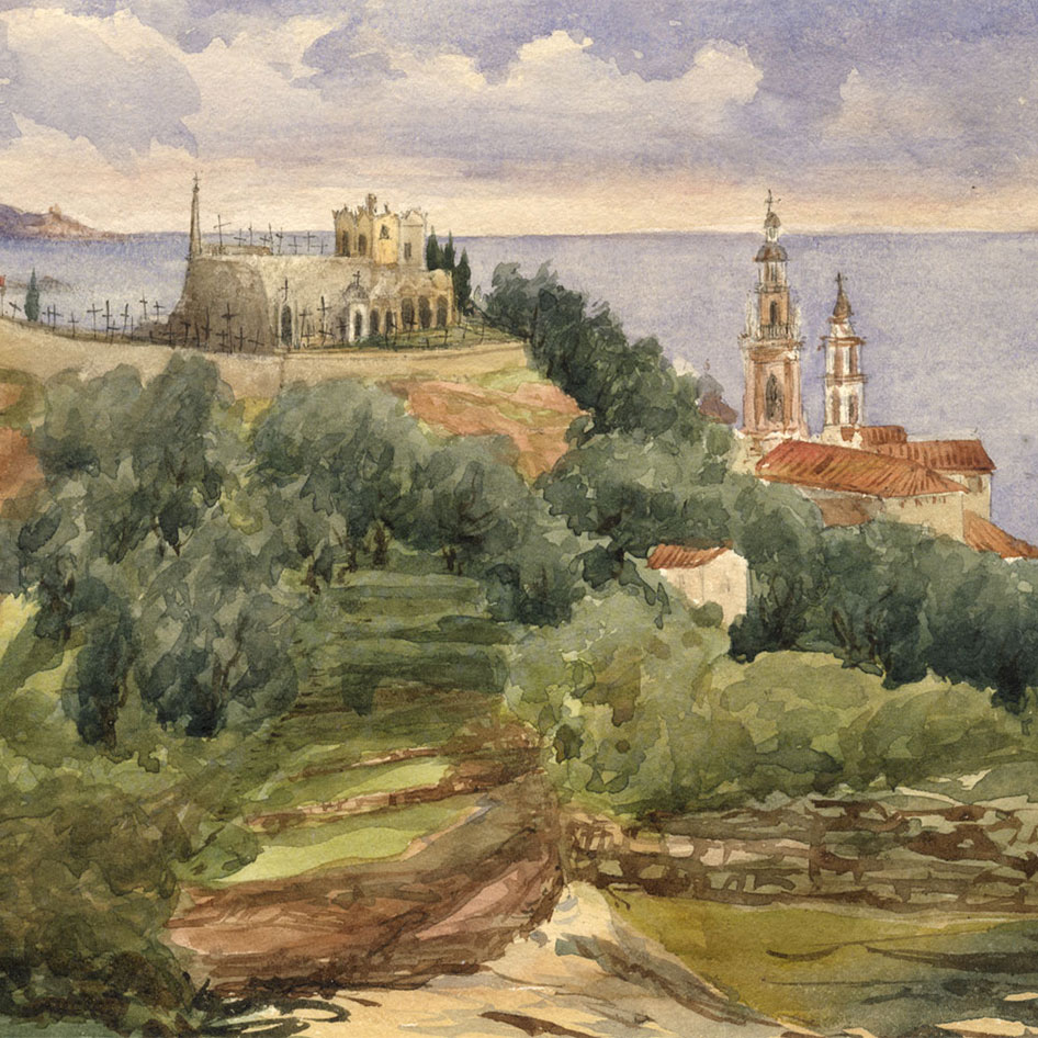 French Riviera: 1860s Watercolours