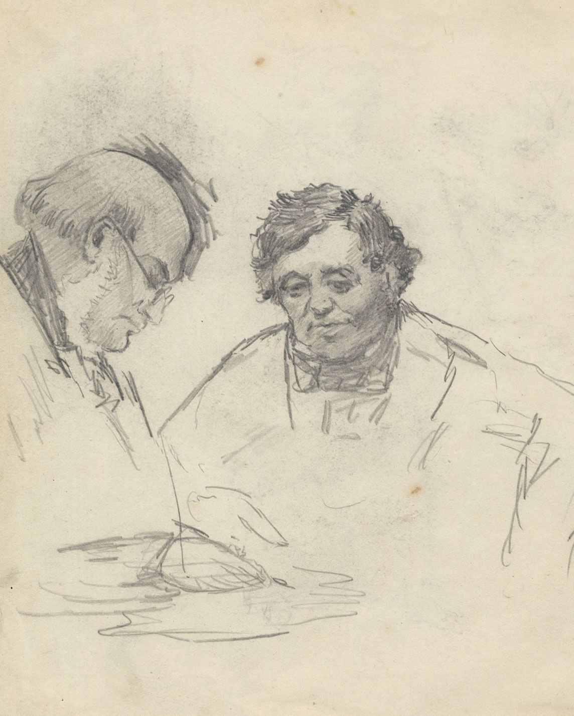 J. Wade, Male Portrait Studies – Original early 19th-century graphite  drawing