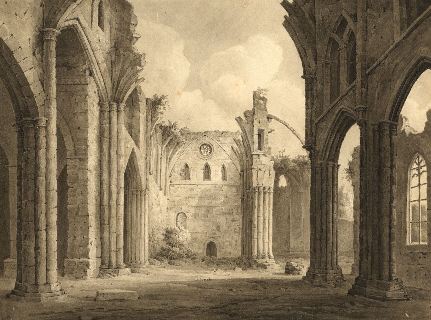 John Dugmore, Melrose Abbey, Scotland – early 19th-century watercolour ...