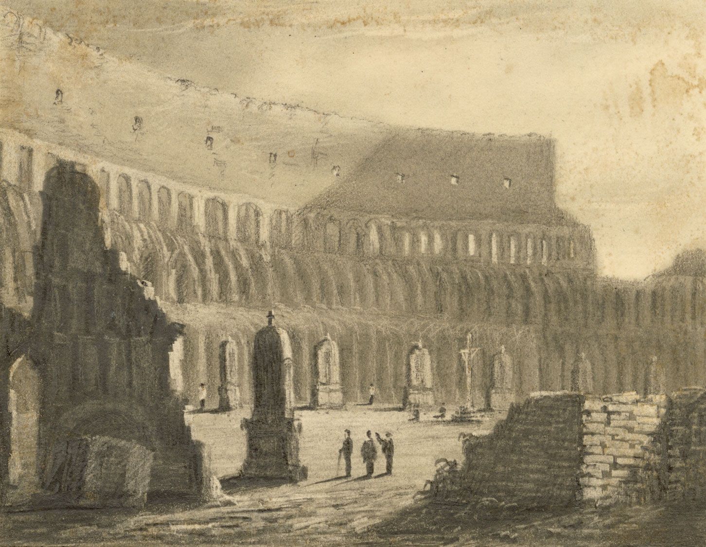 Alfred Swaine Taylor, Interior of the Colosseum, Rome – 1829 graphite ...