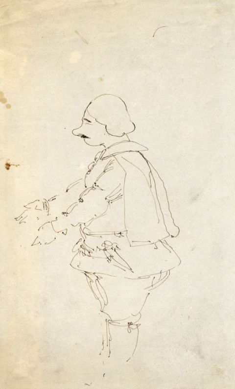 Caricature Study Man in Doublet & Breeches –Early 19th-century pen & ink drawing