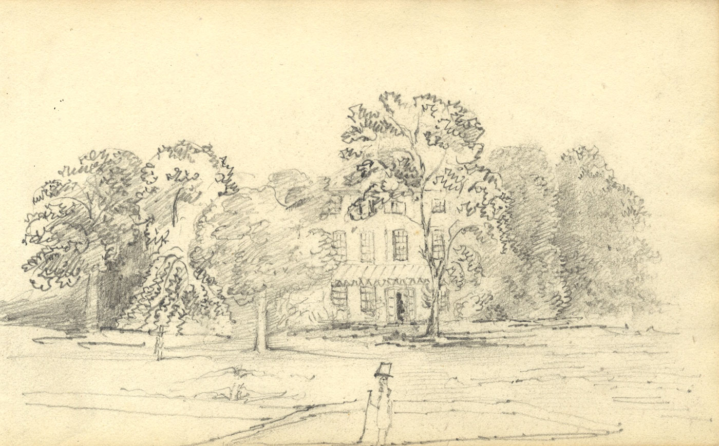 English Manor House Garden Original 1850s Graphite Drawing Ebay