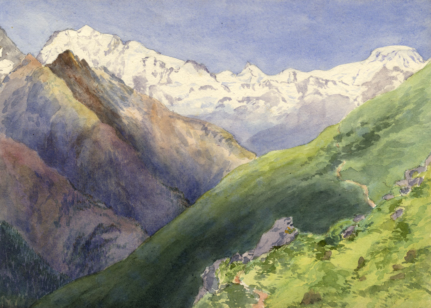 Pennine Alps with Fletschhorn, Rimpfischhorn & Alphubel – 1870s ...